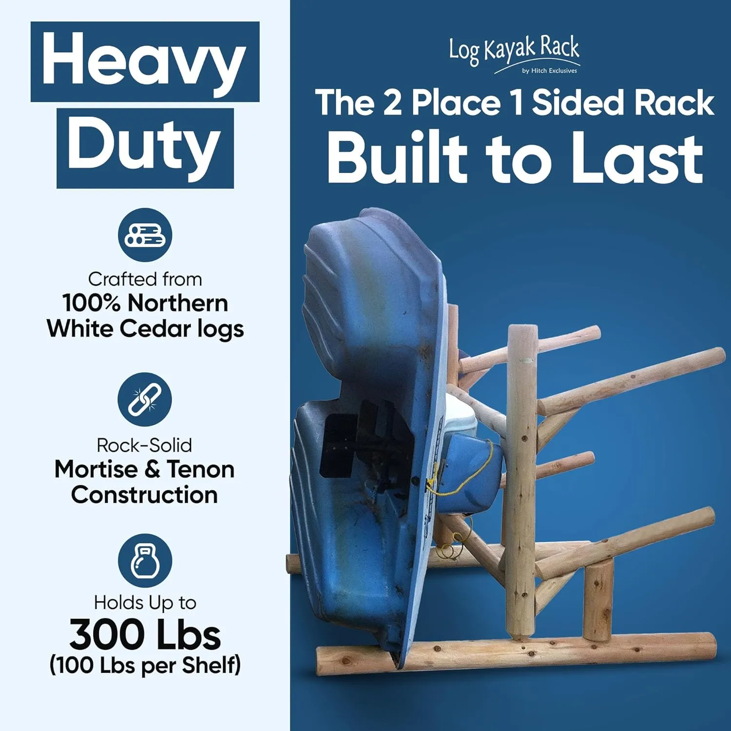 2-Place, One-Sided Kayak & SUP Log Racks   Paddle Boat Storage Rack, Surfboard Stand, Outdoor Storage Rack, SUP Storage Racks, Paddles for Kayaks
