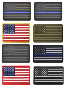 8 Pc Assorted USA Tactical American Flag Patch Thin Blue Line United States Military Morale Patches Set for Molle, Hats, Backpacks,Tactical Vest, Uniforms