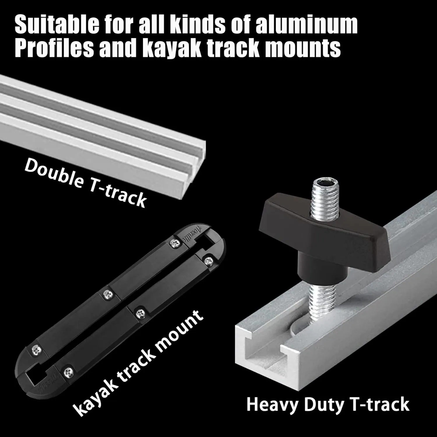 9001 1/4"-20 Threaded Centered Kayak Knob Nuts Hardware, Kayak Rail Track Screws Track Nuts, Stainless Steel Kayak Screws, Outdoor Parts Tool Rails Bolts for Canoe Boat.