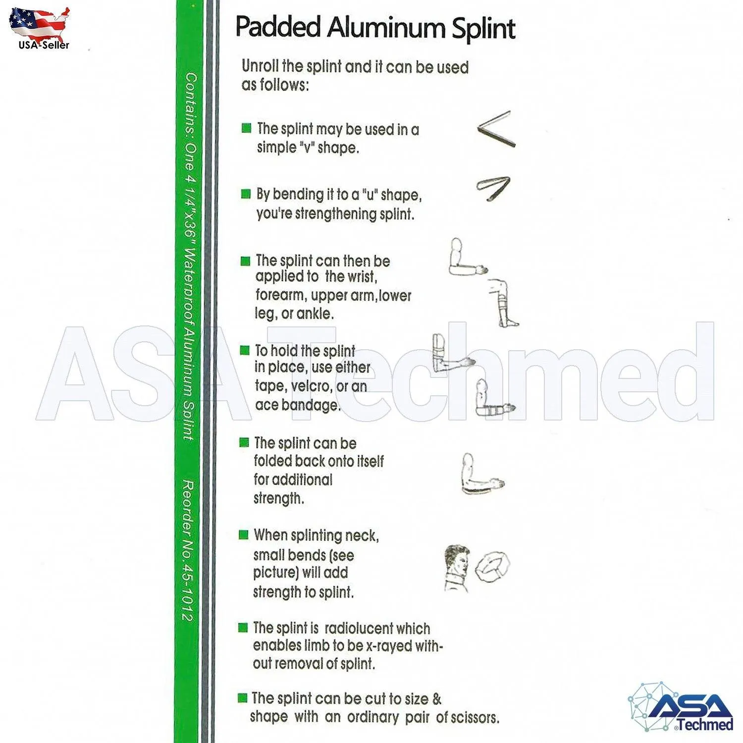 ASA TECHMED Flat Padded Splints - Lightweight, Reusable Fracture Support