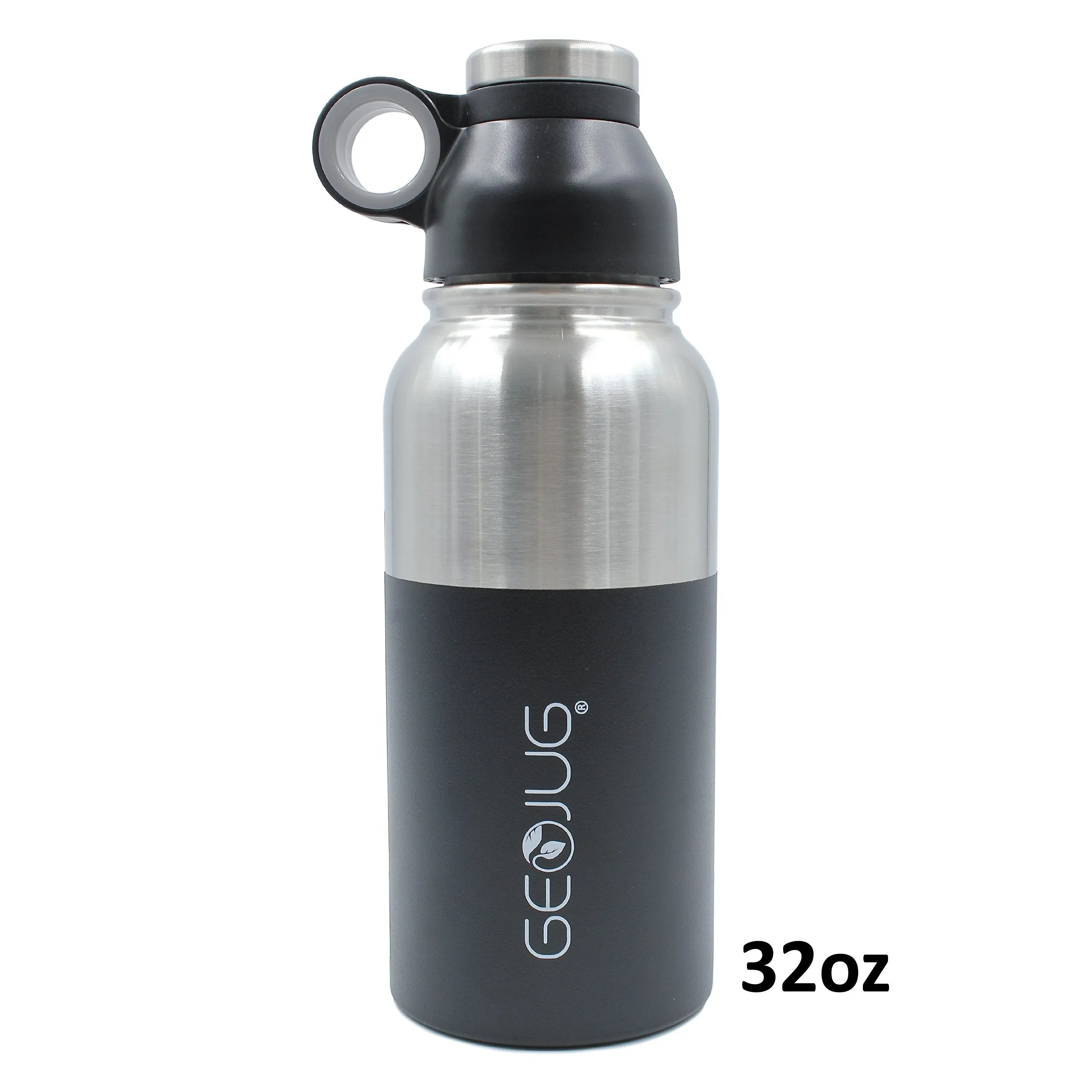 Brentwood GeoJug G-1032BK Water Bottle Stainless Steel Vacuum Insulated,32 oz,Black
