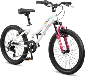 Cavern Mountain Bike for Youth or Adult Boys Girls, 7 or 21-Speed Twist Shifter Options, 20/24/26-Inch Wheels, 11 to 17.5-Inch Steel Frame, Front Suspension, Kickstand Included