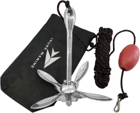 ISURE MARINE Kayak Anchor Kits,3.5 lbs 316 Stainless Steel Folding Grapnel Anchor Buoy Kit with 29.5ft Rope PVC Buoy and Storage Bag for Canoe Kayak Raft Boat Sailboat Fishing Small Boats Jet Ski