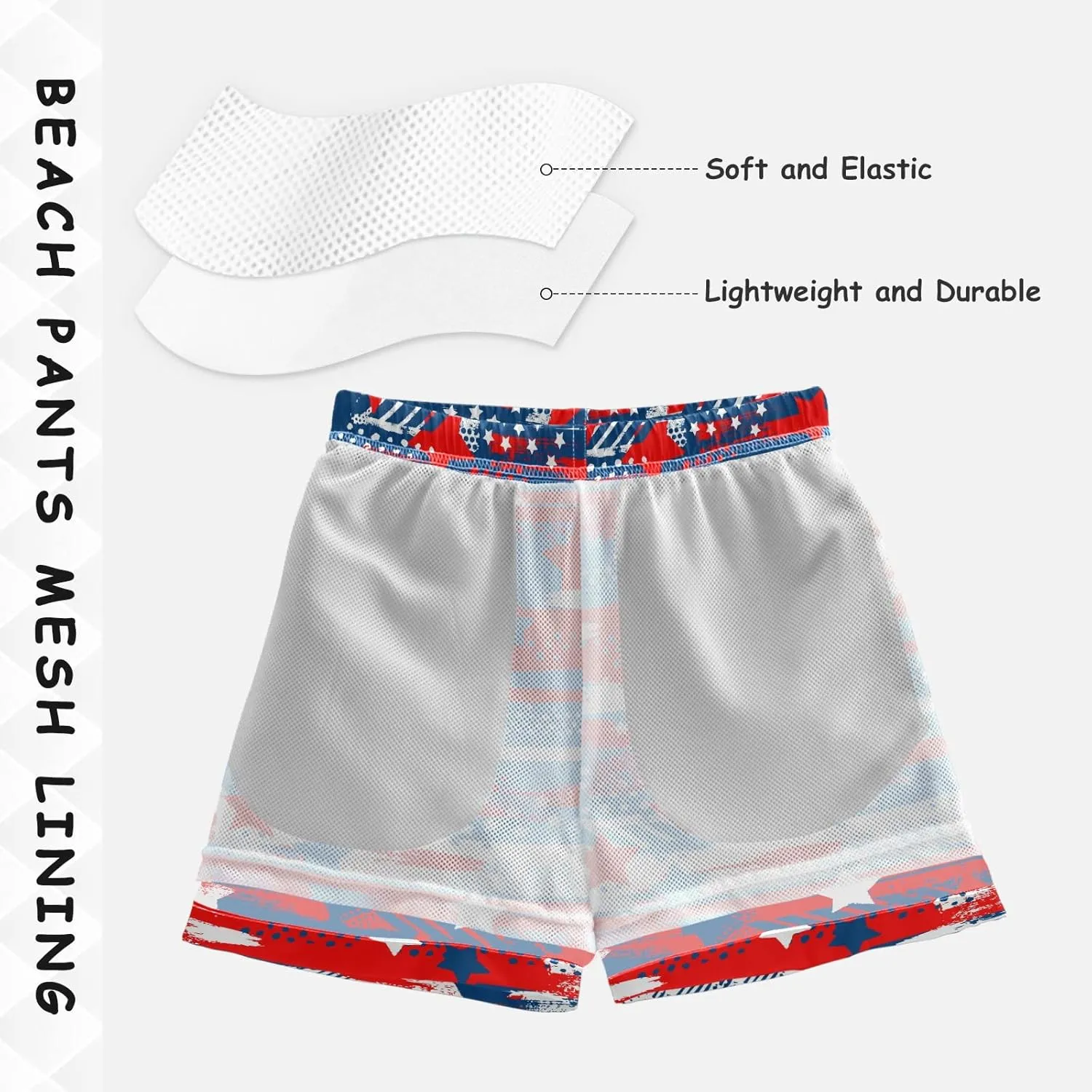 JUNZAN Abstract Independence Day Star Swim Trunks Boys Quick Dry Swim Board Shorts Kids Toddler Teens Beach Vacation 2T