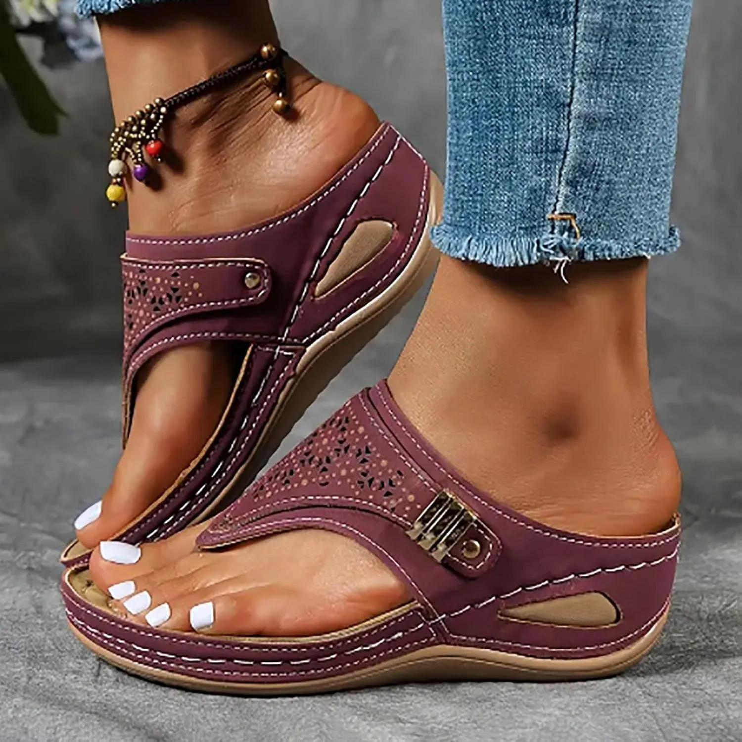 Orthopedic Sandals for Women, Women's Wide Width Flat Sandals with Arch Support, Wedge & Flip Flops, Casual Gladiator Sandals in Faux Leather & Leather, Open Toe, Spring, Summer & Fall