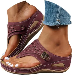 Orthopedic Sandals for Women, Women's Wide Width Flat Sandals with Arch Support, Wedge & Flip Flops, Casual Gladiator Sandals in Faux Leather & Leather, Open Toe, Spring, Summer & Fall