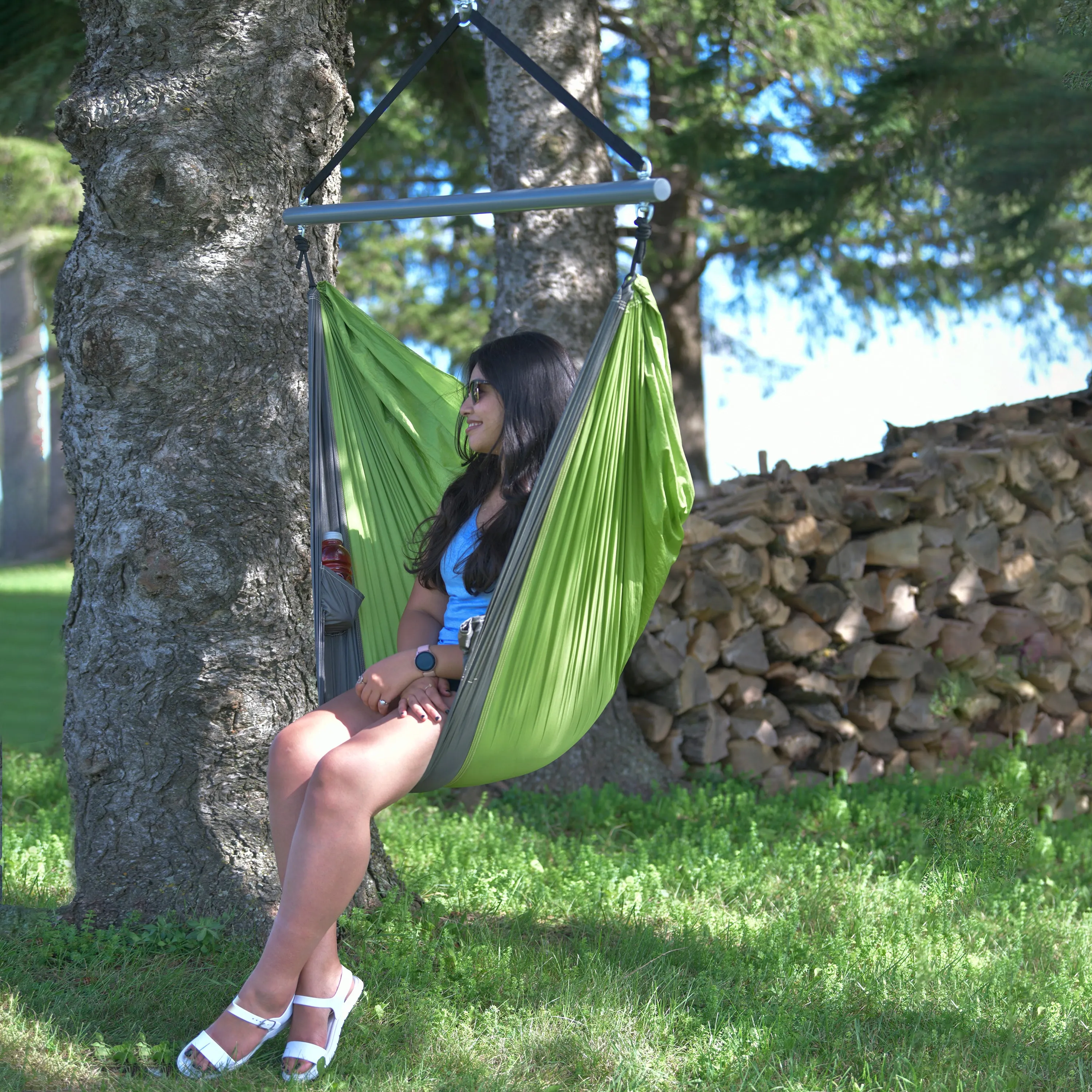 Parachute Hammock Chair - Apple & Storm