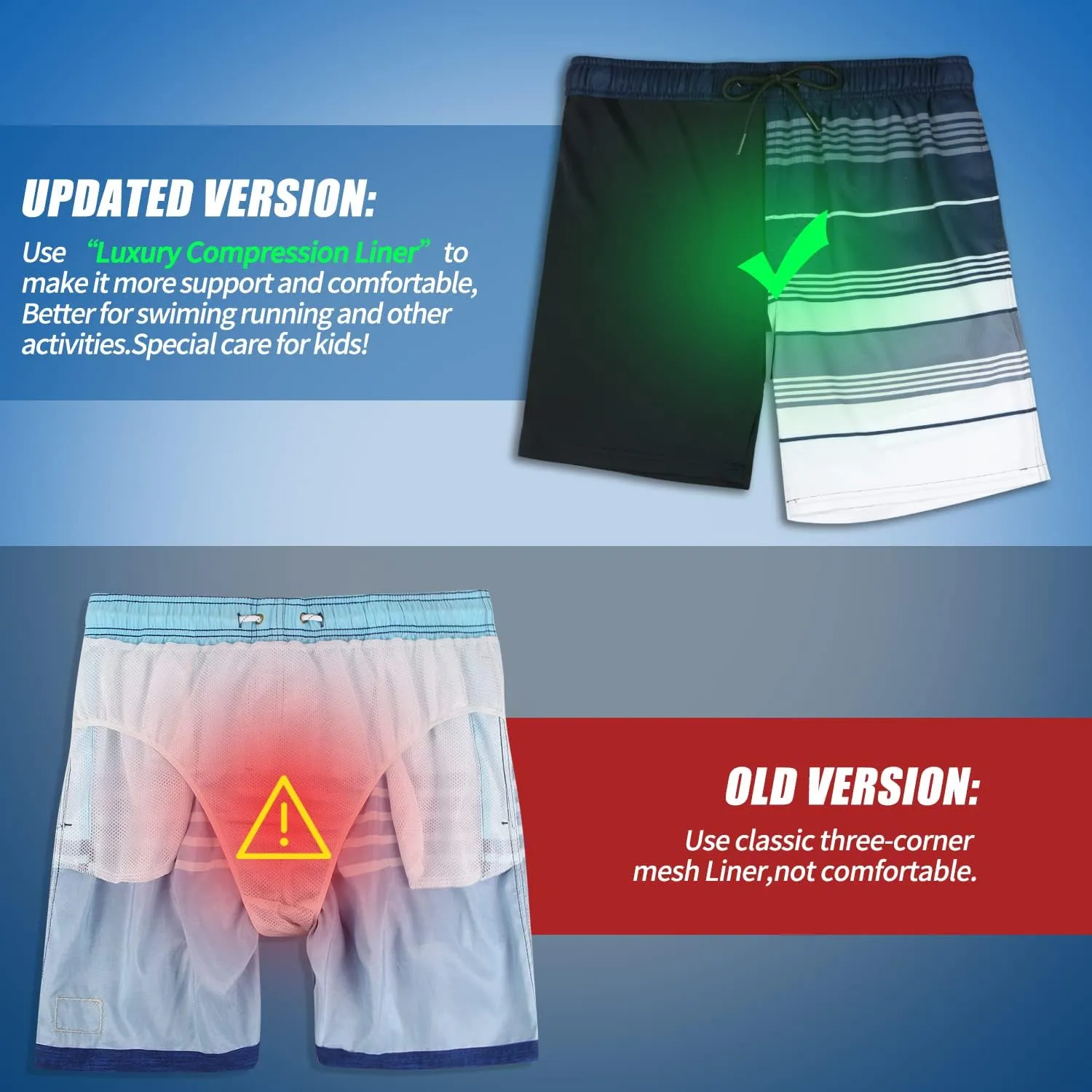 QRANSS Mens Swimming Trunks with Compression Liner 9'' Quick Dry Long Swim Shorts Swimwear Boardshorts with Boxer Brief Liner