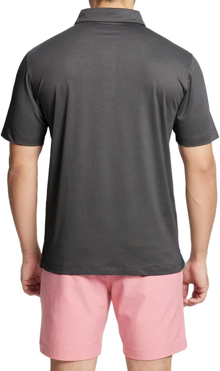Rouen Mens Golf Shirts Short Sleeve Dry Fit Jacquard Performance Moisture Wicking Casual Pocket Collared Polo Shirts for Men