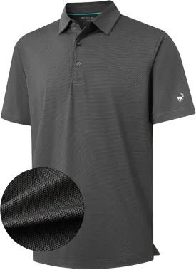 Rouen Mens Golf Shirts Short Sleeve Dry Fit Jacquard Performance Moisture Wicking Casual Pocket Collared Polo Shirts for Men Rouen Mens Golf Shirts Short Sleeve Dry Fit Jacquard Performance Moisture Wicking Casual Pocket Collared Polo Shirts for Men