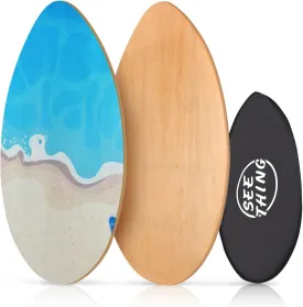 seething 35 Inch Skimboard with High Gloss Coat Wood Skim Board for Beginners,Kids, Teenagers, Adults and All Skimming(Seaside)