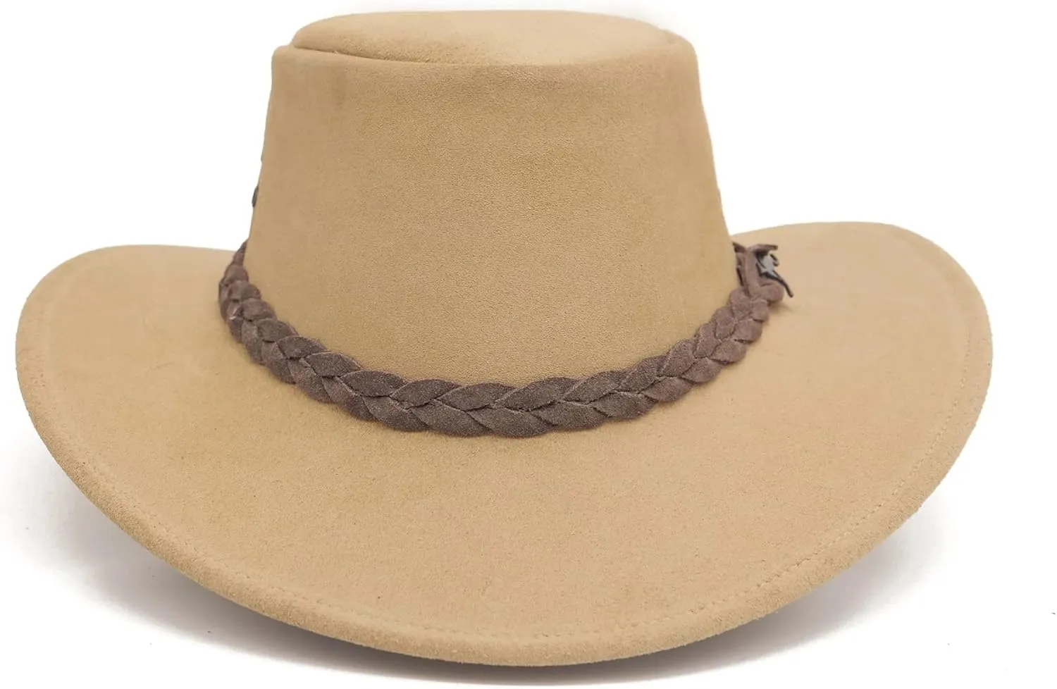 The Alice Mossback Leather Cowboy Hat from Down Under with 3- Strand Braid Hatband