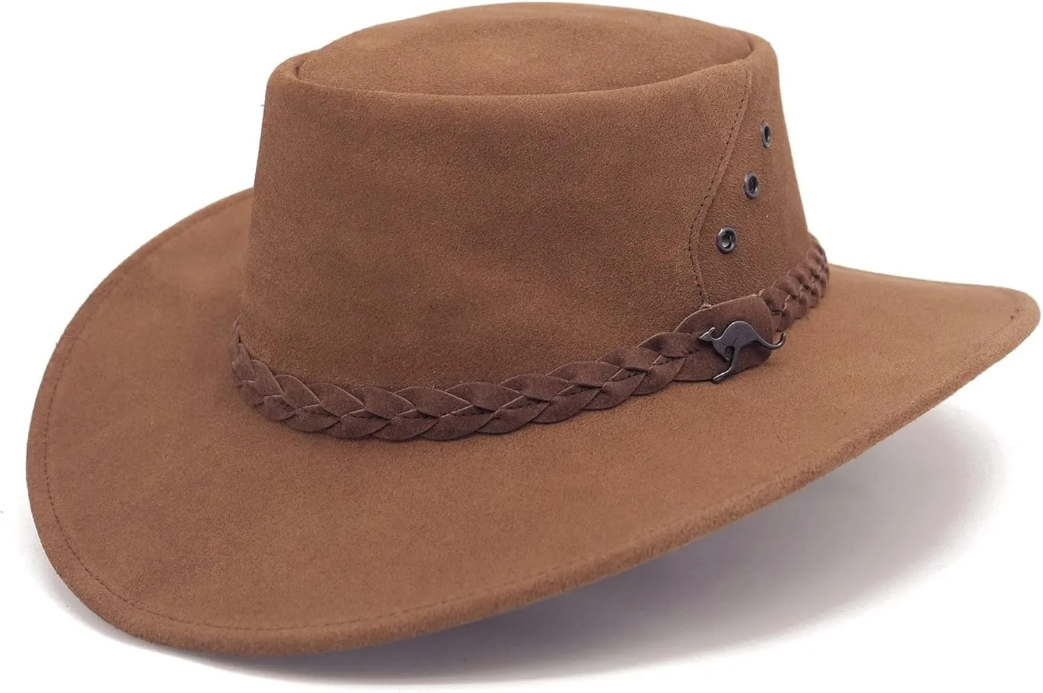 The Alice Mossback Leather Cowboy Hat from Down Under with 3- Strand Braid Hatband