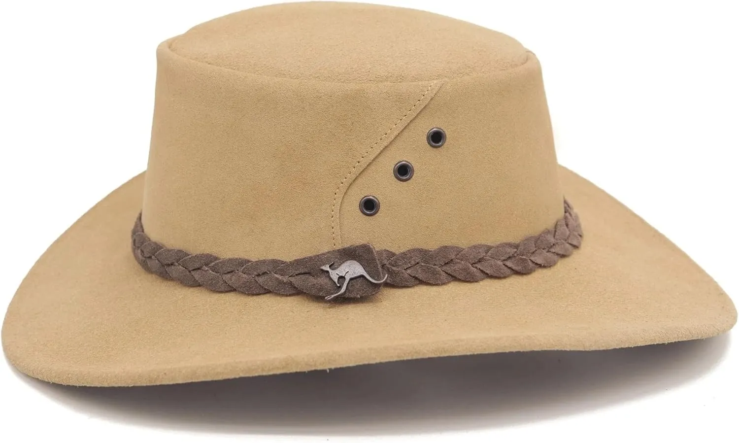 The Alice Mossback Leather Cowboy Hat from Down Under with 3- Strand Braid Hatband
