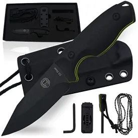 The Baby Silverback Survival Knife Giftset for Outdoors (Black Blade   Green Liner)