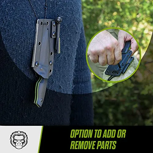 The Baby Silverback Survival Knife Giftset for Outdoors (Black Blade   Green Liner)