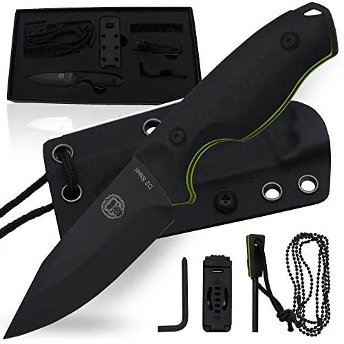 The Baby Silverback Survival Knife Giftset for Outdoors (Black Blade   Green Liner)