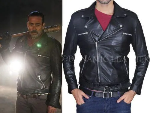 The Walking Dead Negan Jeffrey Dean Morgan Black Leather Jacket