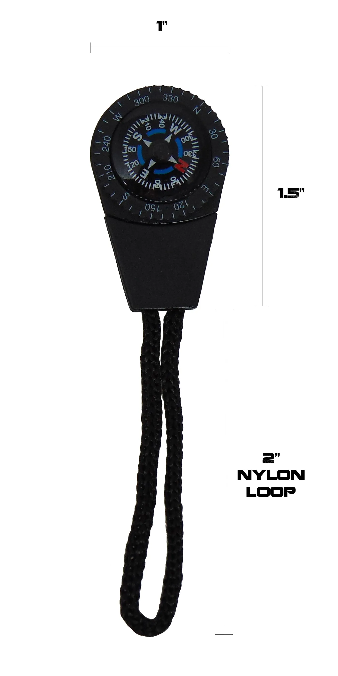 Type-III Liquid Filled Zipper Pull Compass Set for Camping, Hiking, Paracord Projects or Bug-Out Bags