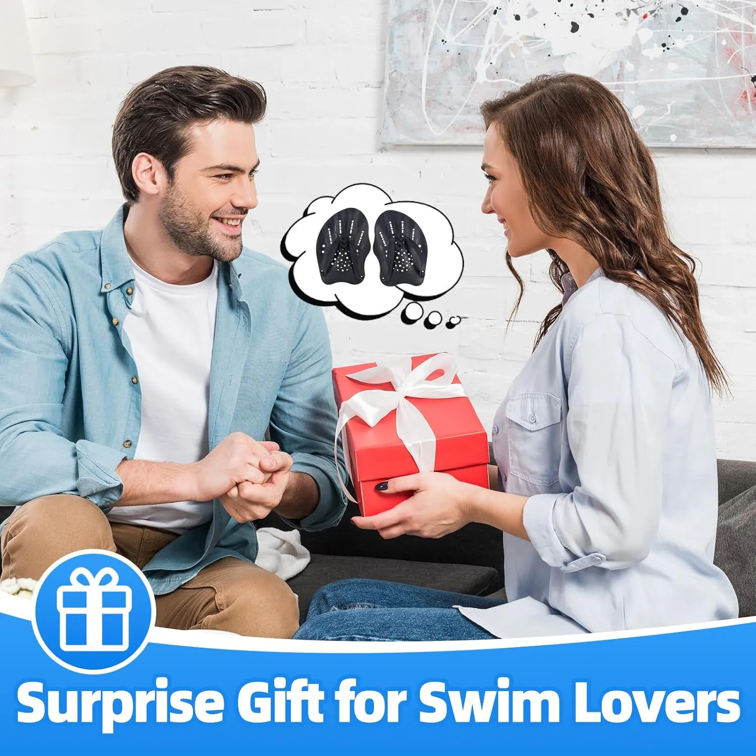 UCEDER 2pcs Swim Hand Paddles for Lap Swimming Training, Adjustable Elastic Straps Swim Gear for Adults & Kids - Improves Speed, Form & Stroke Technique
