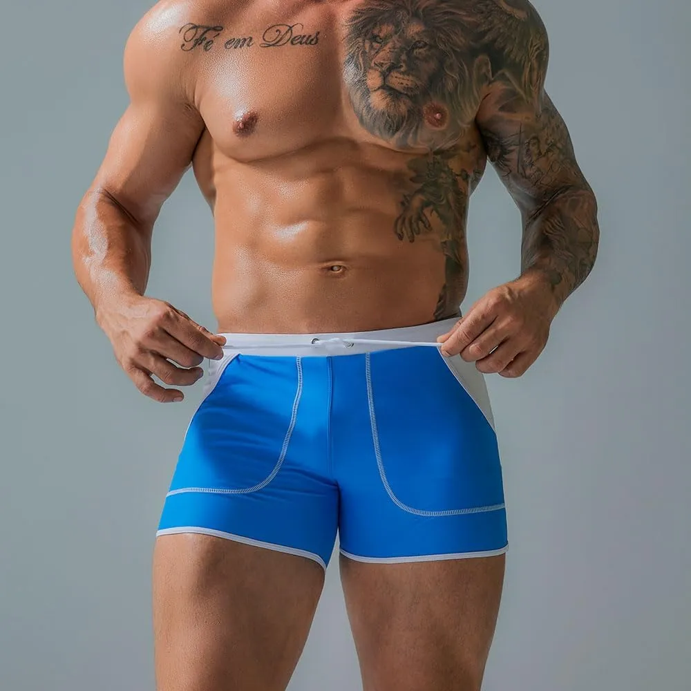 UXH Men's Square Leg Swim Briefs Printed Swimsuit Athletic Swimwear Bathing Suit Swimming Trunks