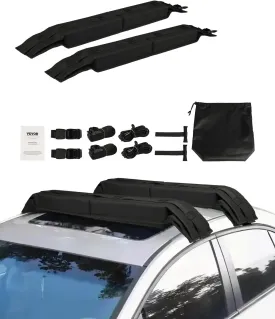 VEVOR Soft Roof Rack Pads, 31.5" Universal Car Roof Rack Pad, 176LBS Load Capacity Surfboard Rack for Car with 4 Tie-Down Straps, 2 Quick Loop Straps & Storage Bag for SUP Canoe Snowboard Paddle Board