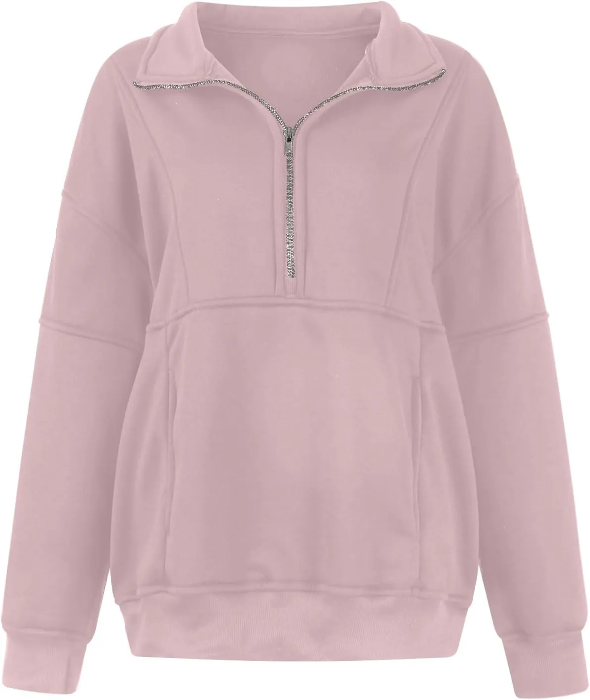 Womens Fleece Pullover Oversized Mock Neck Half Zip Sweatshirt Long Sleeve Fall Casual Comfy Hoodie Preppy Clothes