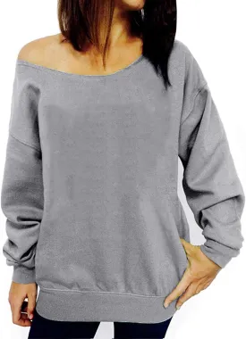 Womens Off Shoulder Sweatshirt Slouchy Long Sleeve Shirts Pullover Tops Womens Off Shoulder Sweatshirt Slouchy Long Sleeve Shirts Pullover Tops