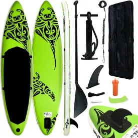 YAFF Inflatable Stand Up Paddleboard Set 120.1"x29.9"x5.9" Green (25.08lbs)